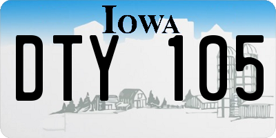 IA license plate DTY105