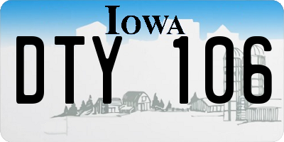 IA license plate DTY106