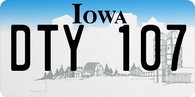 IA license plate DTY107