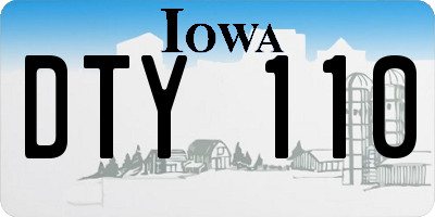 IA license plate DTY110