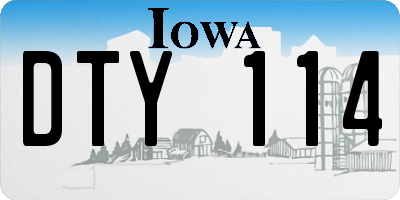 IA license plate DTY114