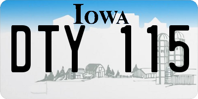 IA license plate DTY115