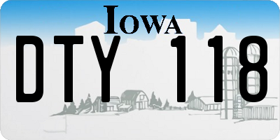 IA license plate DTY118