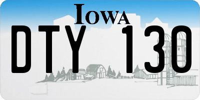 IA license plate DTY130