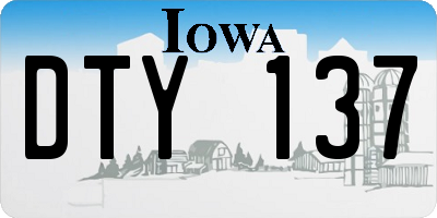 IA license plate DTY137