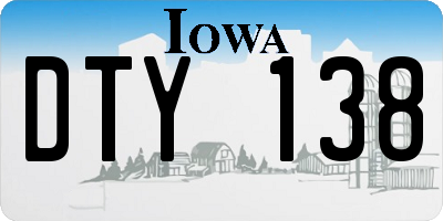 IA license plate DTY138
