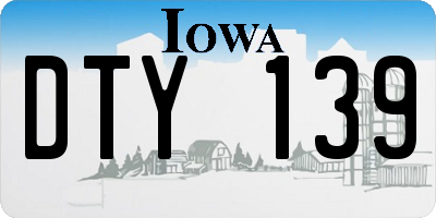 IA license plate DTY139