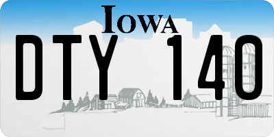 IA license plate DTY140