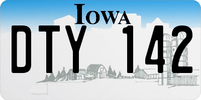IA license plate DTY142