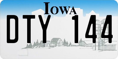 IA license plate DTY144