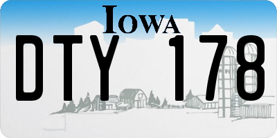 IA license plate DTY178