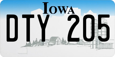 IA license plate DTY205