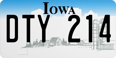 IA license plate DTY214