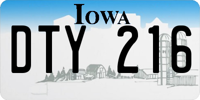 IA license plate DTY216