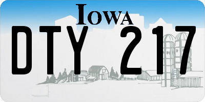 IA license plate DTY217