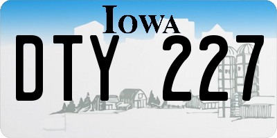IA license plate DTY227