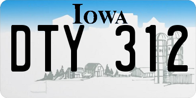 IA license plate DTY312