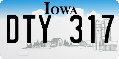 IA license plate DTY317