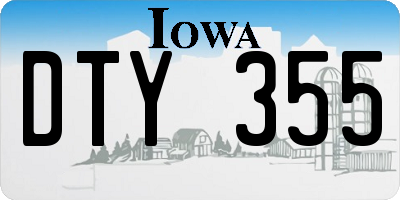 IA license plate DTY355