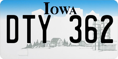 IA license plate DTY362