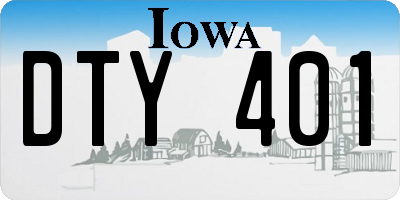 IA license plate DTY401