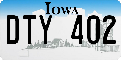 IA license plate DTY402