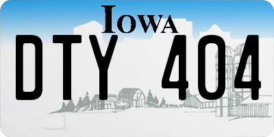 IA license plate DTY404
