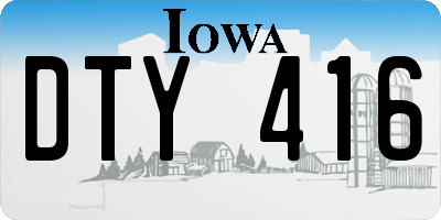 IA license plate DTY416