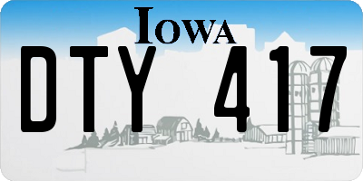 IA license plate DTY417