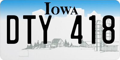 IA license plate DTY418