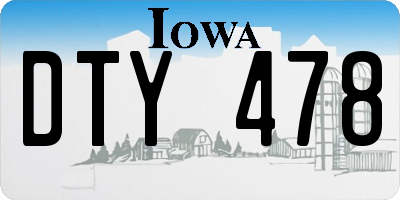 IA license plate DTY478