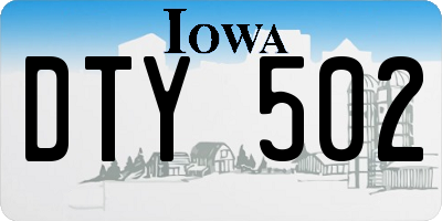 IA license plate DTY502