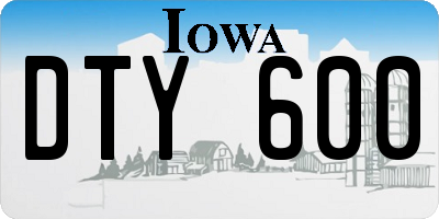 IA license plate DTY600