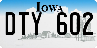 IA license plate DTY602