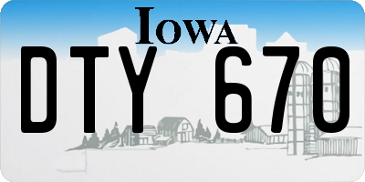 IA license plate DTY670