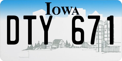 IA license plate DTY671