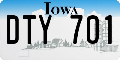 IA license plate DTY701