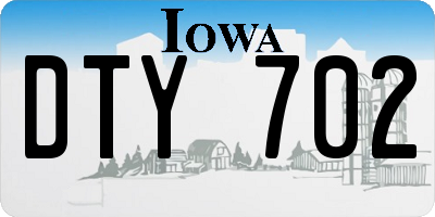 IA license plate DTY702