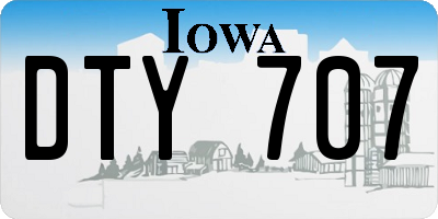 IA license plate DTY707
