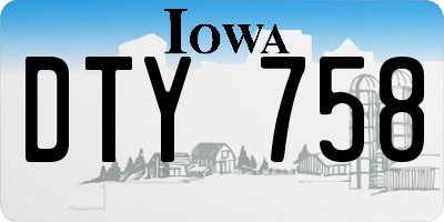IA license plate DTY758