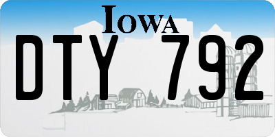 IA license plate DTY792