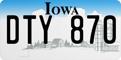 IA license plate DTY870