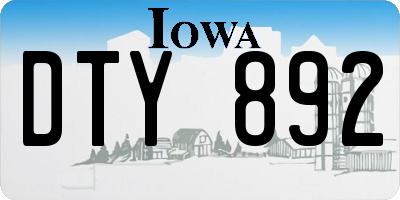 IA license plate DTY892