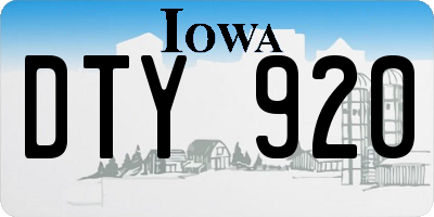 IA license plate DTY920