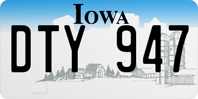 IA license plate DTY947