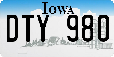 IA license plate DTY980