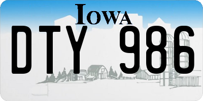 IA license plate DTY986