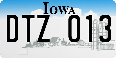 IA license plate DTZ013