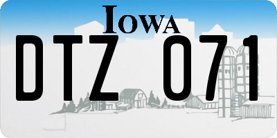 IA license plate DTZ071