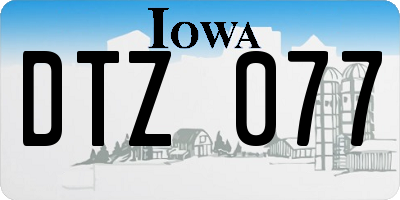 IA license plate DTZ077